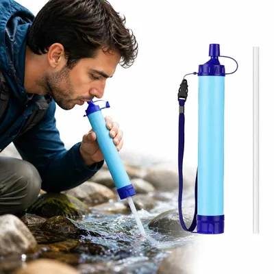 Produktbild von Tragbarer Wasserfilter Strohhalm mit Verlängerungsschlauch - Outdoor Wasseraufbereiter für Camping, Wandern, Notfall & Backpacking