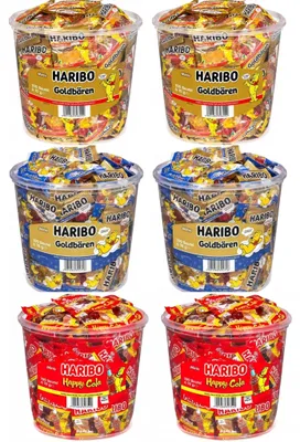 Image de Lot de 3 saveurs de bonbons gélifiés : Goldbaren, Cola, Gute-Nacht mini 600 x 10 g, 6 kg - Haribo