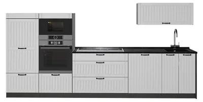Produktbild von Küchenzeile Vicco Fame-Line Weiß Landhaus/Anthrazit 340 cm ohne Arbeitsplatte, Model 64456