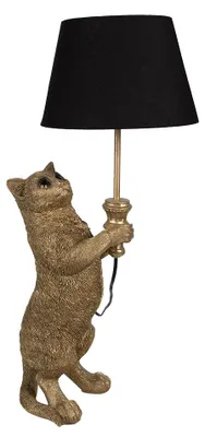 Immagine prodotto di Clayre & Eef Lampada da tavolo Gatto 31x24x62 cm Color oro Nero Poliresina