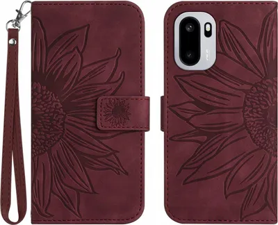 Produktbild von OnePlus 15R Hülle - Coverup Sonnenblume Klapphülle mit Schlüsselband - Bordeaux