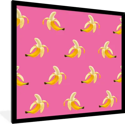 Produktbild von MuchoWow® MuchoWow® Gerahmtes Poster Banane - Muster - Rosa 40x40 cm - Poster mit zchwarzem Bilderrahmen - Mit Rahmen - Wanddekoration Schlafzimmer