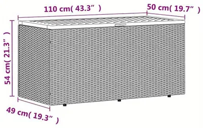 Image de Boîte de rangement extérieure - Boîte de jardin - Coffre de rangement - Organisateur de terrasse - Bac de rangement - Résine tressée résistante aux intempéries