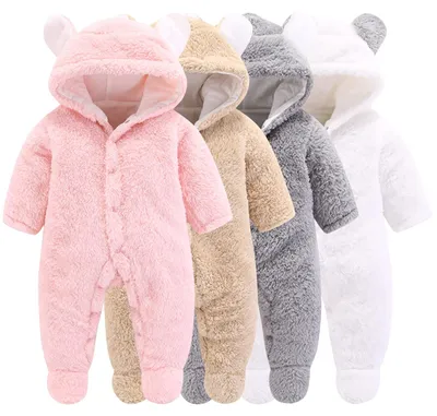 Imagen del producto de Mono de forro polar con capucha, estilo "traje de nieve" para bebé recién nacido, con diseño de caricatura