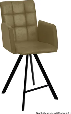 Produktbild von Thekenstuhl (8er-Set) Delcine 52x108x60 Schwarz/Olivgrün