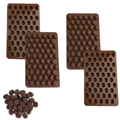 Obrázok produktu pre Silikónová forma na kávové zrná, 55 kusov, mini forma na čokoládu, hnedá, 4 kusy