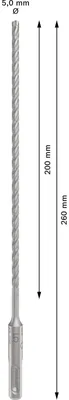 Obrázek produktu pro Bosch 2 608 836 606, Rotační kladivo, Hammer drill bit, 5 mm, 260 mm, Betonový, 5 mm