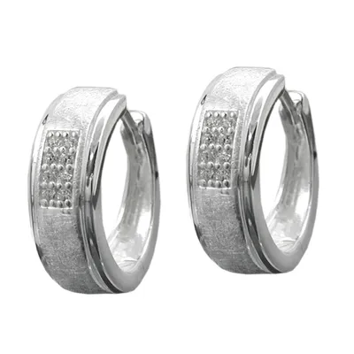 Produktbild von Creole 14x5mm Klappscharnier matt-glänzend Zirkonias Silber 925 silber 14x5mm