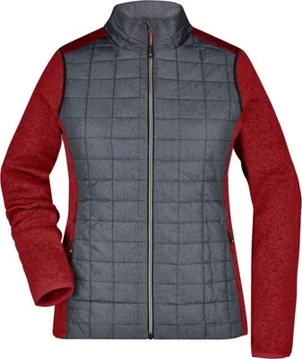 Produktbild von Strickfleecejacke im stylischen Materialmix red-melange/anthracite-melange, Gr. M