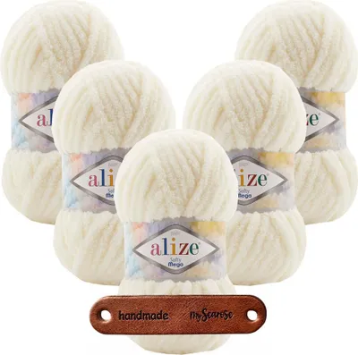 Produktbild von 5 x ALIZE Softy Mega 62 Light Cream mit Label