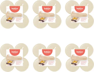 Produktbild von Bolsius - True Scents - Maxi - Duft-Teelichter - 8 Stück pro Packung - Klare Tasse - Vanille - Vorteilspack - 48 Stücke - 6 Verpackung