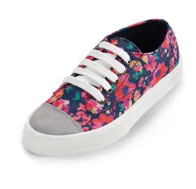 Produktbild von Damen Sommer Sneaker Halbschuhe Freizeit Sport Schuhe Schnürschuhe Blumen Textil, Schuhgröße:EUR 37