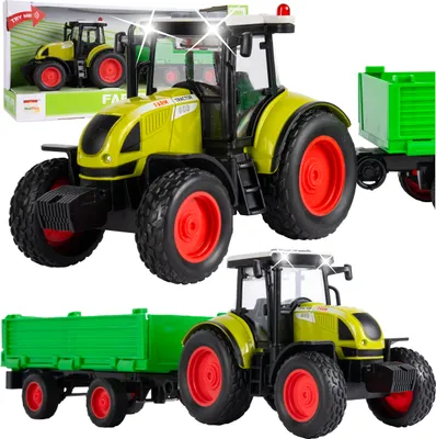 Produktbild von MalPly Landwirtschaftlicher Traktor mit Anhänger, Spielzeug Trecker 18,5 cm, Interaktives Spielzeug, Licht und Sound, Kinder ab 3 Jahren