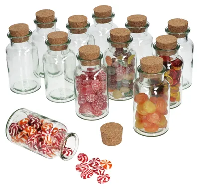 Produktbild von 12tlg. Bonbongläserset Korkverschluss 300 ml Bonboniere Vorratsdose Gewürzglas