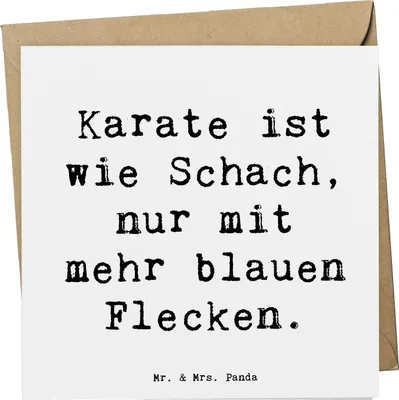 Produktbild von Mr. & Mrs. Panda Klappkarte Spruch Karate Schach - Weiß - Geschenk, Grußkarte, Disziplin, Sportler, Humor, doppelkarte, Geduld, Tradition, anlasskarte, faltkarte, Respekt