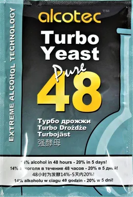 Produktbild von HUGBERT Turbohefe Alcotec Pure 48 Vodka Gärhefe Hefe Brennhefe 14% 20%, 1 Stück