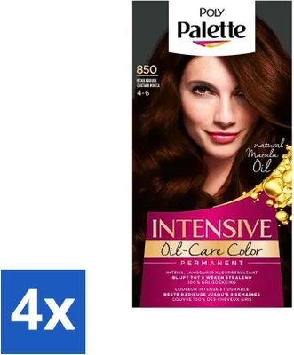 Imagen del producto de Poly Palette – Tinte para el cabello – Castaño Moka 850 – 115 ml - Paquete económico - 4 unidades