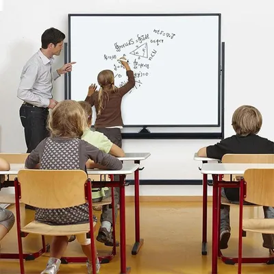 Image de Tableau blanc double face - Tableau blanc magnétique mobile et sur roulettes avec quadrillage - Accessoires inclus
