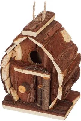 Image de Maison d'oiseaux décorative en bois de pin hxlxD : 145 x 105 x 75 cm, nichoir suspendu pour une décoration de jardin dans un style naturel