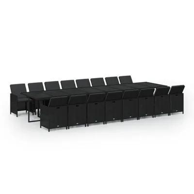 Immagine prodotto di vidaXL set da pranzo da giardino da 17 pezzi con cuscini in polirattan nero