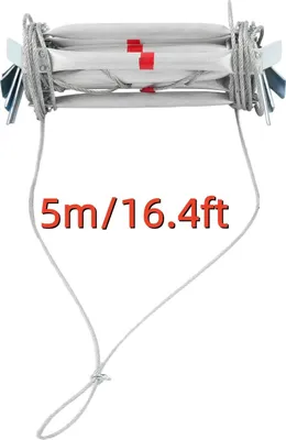 Image de Échelle de corde - Échelle de secours - Longueur 5 m - Capacité de charge 200 kg - Acier + alliage d'aluminium - À suspendre - Échelons 30 cm - Vert