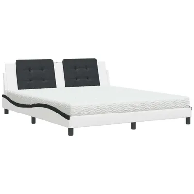 Produktbild von Bett mit Matratze "Zadar" Weiß und Schwarz 180x200 cm Kunstleder