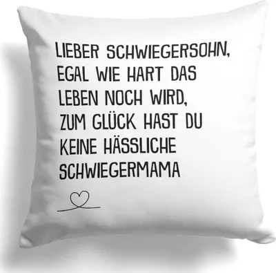 Produktbild von 22Feels Schwiegersohn Geschenk von Schwiegermama Bräutigam Hochzeit Deko Kissen Männer Dekoration Weihnachten Geburtstag Wohnaccessoire Wohnzimmer Schlafzimmer Couch