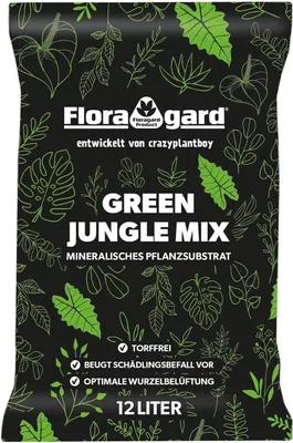 Produktbild von Floragard Green Jungle Mix 1 x 12 L, mineralisches Pflanzensubstrat, mineralische Blumenerde, Topferde, Kübelpflanzenerde, ohne Torf