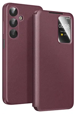 Zdjęcie produktu dla Avizar, etui Smart View z przegródką na karty do Galaxy A17, kolor bordowy