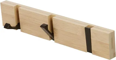 Productafbeelding van Kledinghaken Bamboe - Opvouwbare Haken - Organiseren van Spullen - Verborgen Haak Ontwerp - 3 Haken - Houtkleur