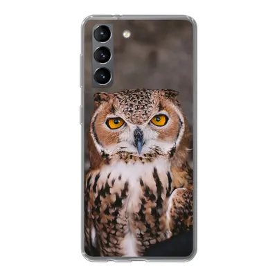 Produktbild von MuchoWow® Handyhülle Schutzhülle Hülle für Samsung Galaxy S21 Braune Eule schaut direkt in die Kamera Silikon Softcase Handy Hülle - Softcase
