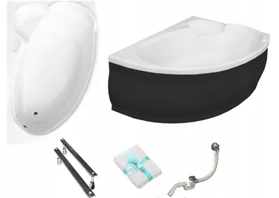 Produktbild von Aqua For You | Besco Eckbadewanne Finezja Nova - 155x95 Cm - Antibakterielle Beschichtung - mit Verkleidung - mit Siphon - mit Beinen
