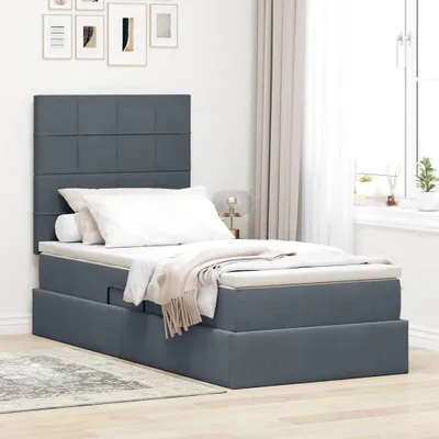Image de Maison Exclusive - Lit coffre avec matelas, gris foncé, 100 x 200 cm, velours
