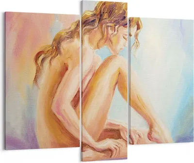 Produktbild von Bild auf Leinwand - Leinwandbild - 3 Teile - Frau Nacktheit Abgesehen von - 95x80cm - Wand Bild - Wanddeko - Wandbilder - Leinwanddruck - Bilder - Wanddekoration - Leinwand bilder - CB95x80-4174