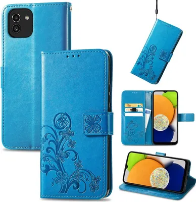 Produktbild von König Design Hülle kompatibel mit Samsung Galaxy A03 Kunstleder Handyhülle - Handy Case Blau