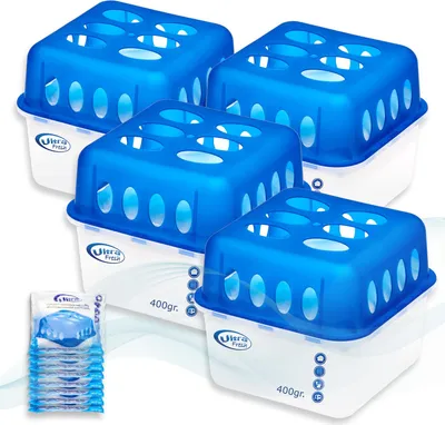 Produktbild von Smart-Planet 4er Set Luftentfeuchter inkl. 8 x400gr Granulat Nachfüllpack langlebig - für Räume mit hoher Luftfeuchtigkeit Raumentfeuchter ohne Strom