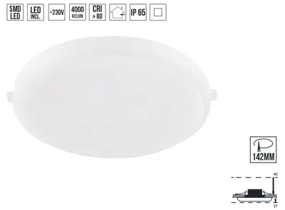 Produktbild von LED Einbauleuchte AGILO 20W/4000K,IP65, Aluminium weiss Ø170, B: 37