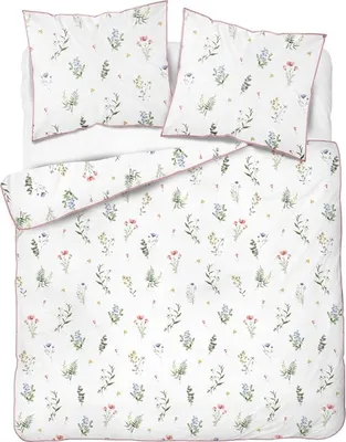 Produktbild von Bettwäsche, Perkalbettwäsche, mit Paspel, elegant 200x220 5239b Weiße, kleine Blüten