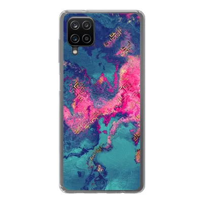 Produktbild von MuchoWow® Handyhülle Schutzhülle Hülle für Samsung Galaxy A12 Marmor - Farbe - Rosa - Blau Silikon Softcase Handy Hülle - Bild