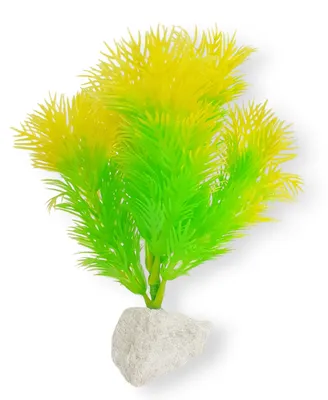 Produktbild von Aquarium Kunstpflanze mit Steinsockel, formbar, 15 x 10 cm, realistische Dekoration für Süßwasserbecken und Zierfische