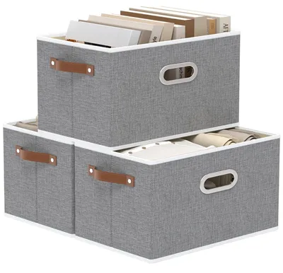 Image de Omgoods - Coffret de 3 boîtes de rangement pliables avec poignées