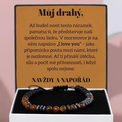 Obrázek produktu pro Lovilion Náramek s tygřím okem v morseovce "I love you" - REMI_MORSEBRACELET