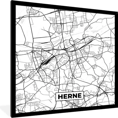 Produktbild von MuchoWow® Gerahmtes Poster Karte - Herne - Stadtplan 40x40 cm - Poster mit Schwarzem Bilderrahmen Wandposter Rahmen Foto Bilder - Mit Rahmen - Wanddekoration Schlafzimmer