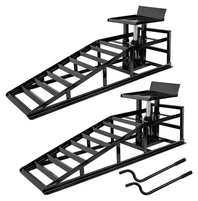 Produktbild von 2x Auffahrrampe mit hydraulischem Wagenheber 4000 kg höhenverstellbar 24-36 cm mit Sicherheitsventil