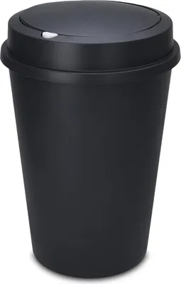 Immagine prodotto di Cestino rotondo grande in plastica con coperchio a pressione - 50L - antracite