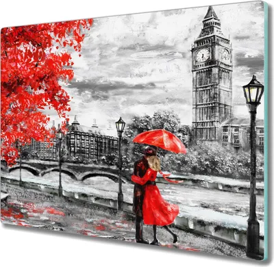 Produktbild von Coloray Herdabdeckplatte 60x52 cm Schneidebrett Kochplattenabdeckung Küchenbrett Hackbrett - London Paar