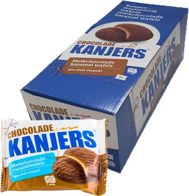 Produktbild von Kanjers - Schokoladen-Karamell-Waffeln - 24er
