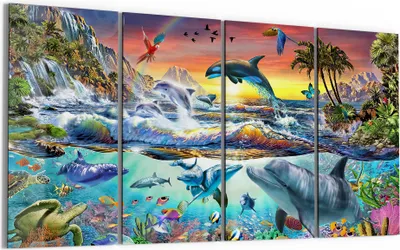 Produktbild von DEQORI Glasbild Echtglas 4x30x60 cm 'Meeresweltzauber' Wandbilder XXL groß