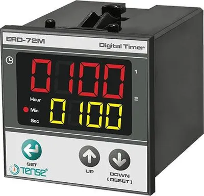 Produktbild von Zeitrelais ERD-96M 72x72mm mit 2x4 LED-Anzeige, Zeiteinstellung bis 99:59h/min, für Schalttafel-/Türmontage