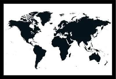 Obrázek produktu pro Mapy - Plakát - Mapa světa - černá + odnímatelný rám, Shinsuke® Maxi MDF černá, akrylová deska